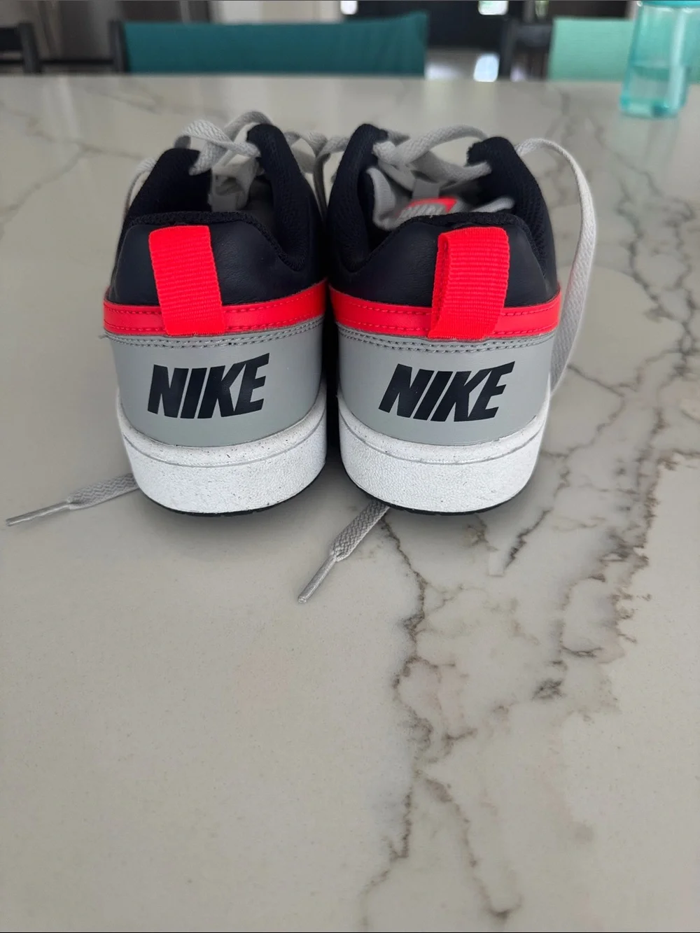 Nike Kids Gray, Black & Red Low-Top Sneakers with Red Swoosh